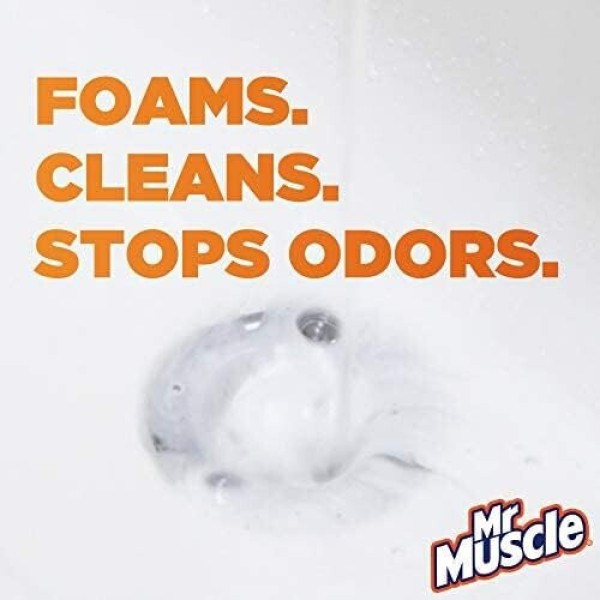 Mr Muscle Drain Cleaning Foam, a drain cleaning foam that unclogs pipes and eliminates odors, 500 ml (1 bottle).